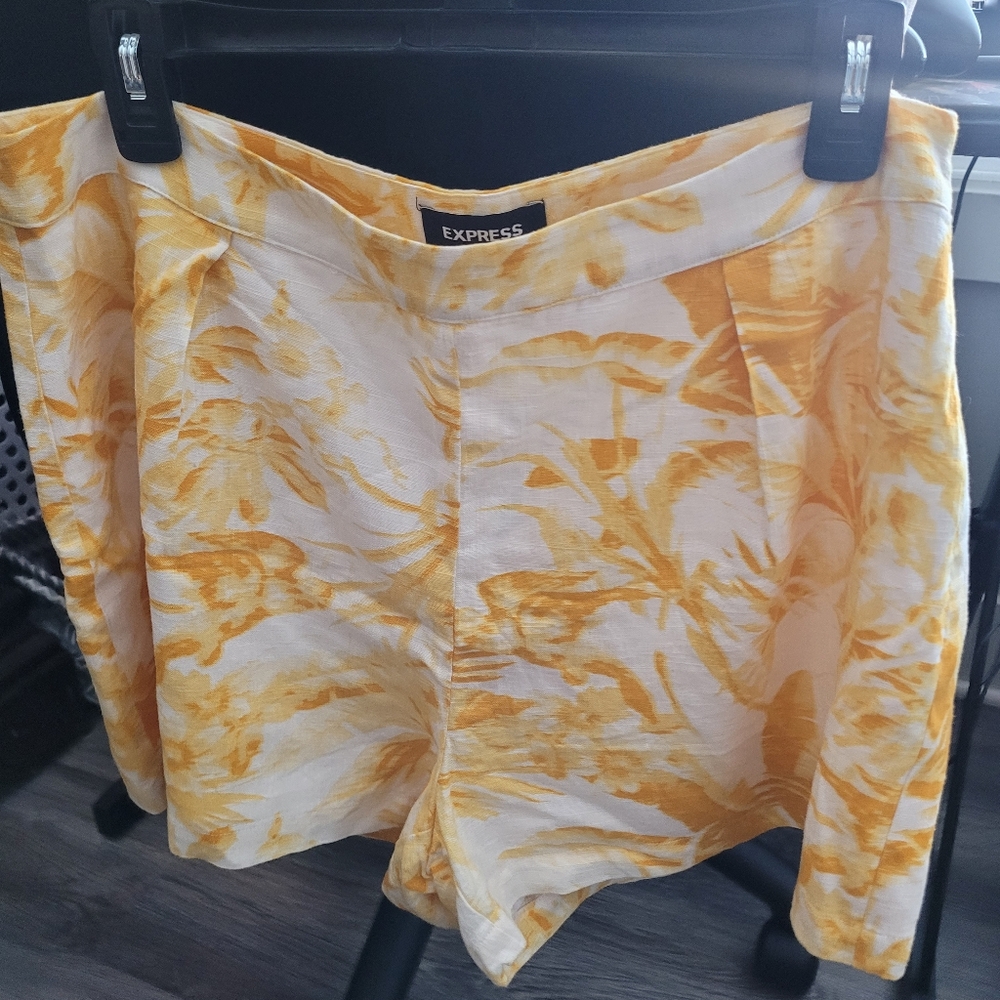 Express Yellow High Waist Women's Shorts